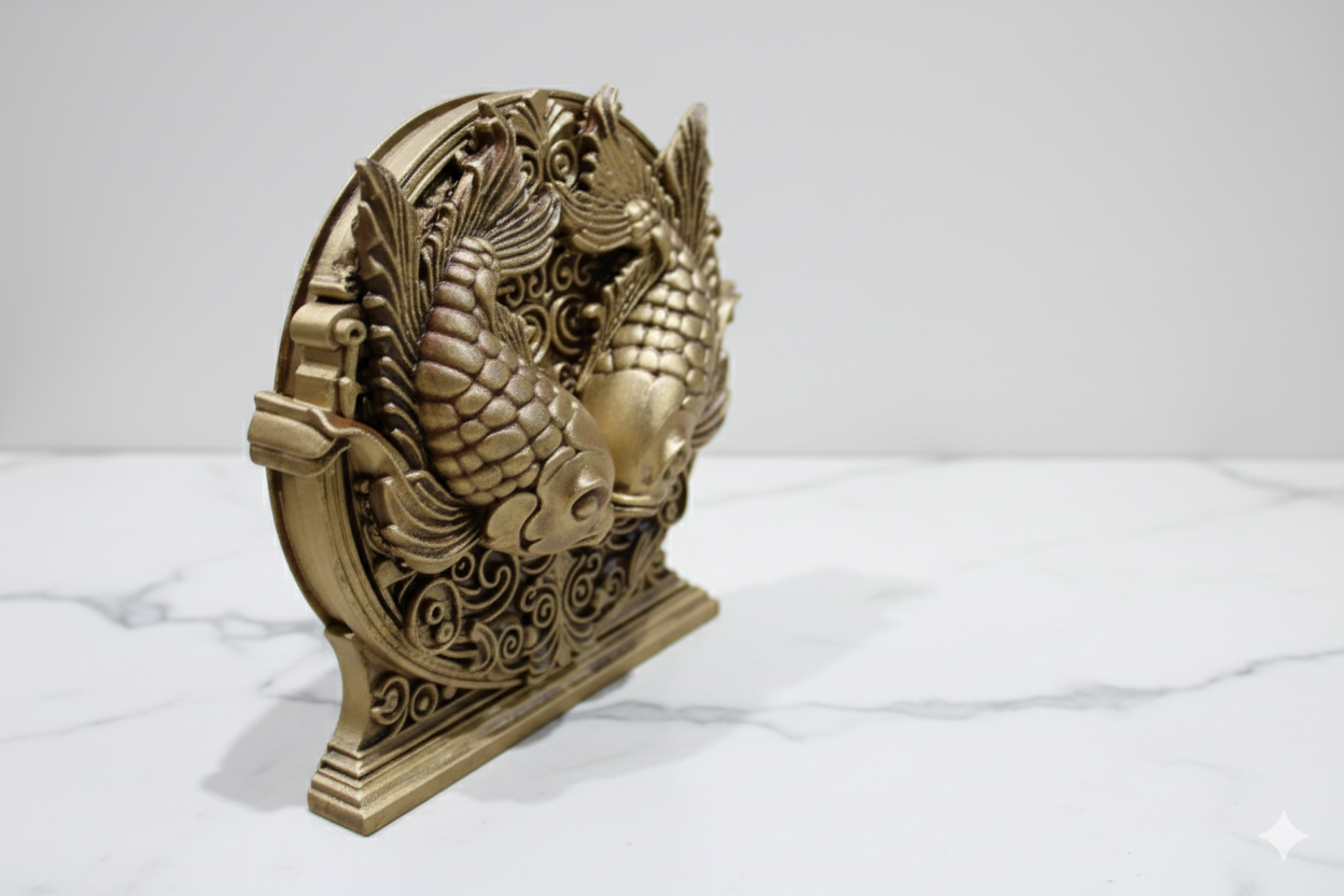 Pisces – Hand Painted Golden Zodiac Sculpture