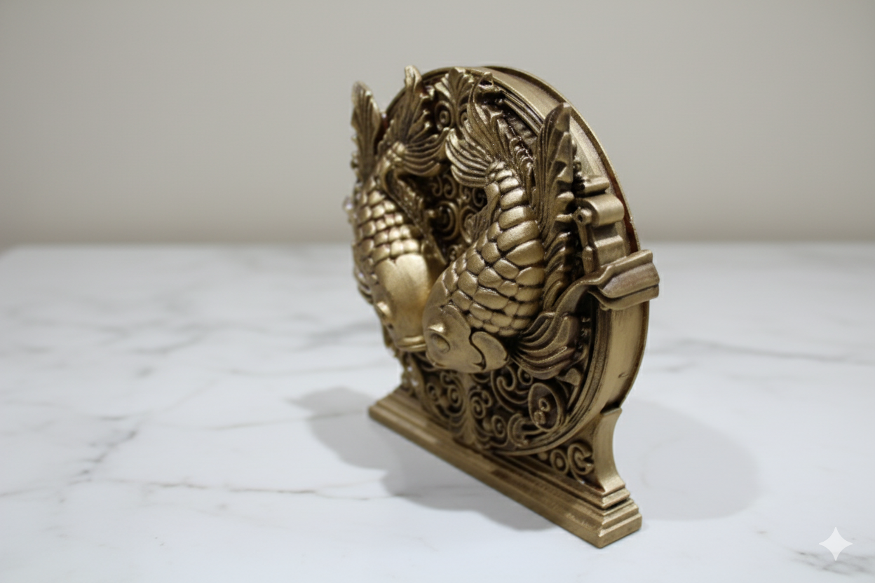 Pisces – Hand Painted Golden Zodiac Sculpture