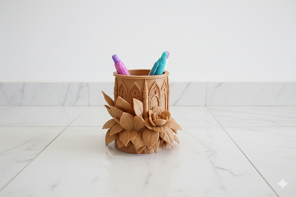 Floral Gothic Pen Holder – Decorative Desk Organizer