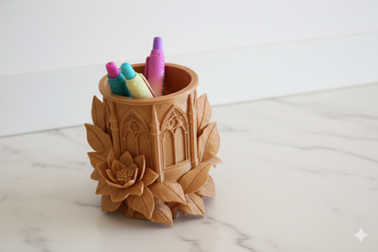 Floral Gothic Pen Holder – Decorative Desk Organizer