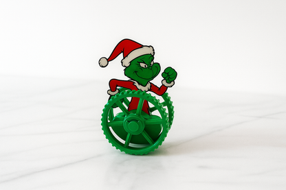 Figuras navideñas rodantes: juego de 4 ruedas festivas (Papá Noel, muñeco de nieve, reno y Grinch)