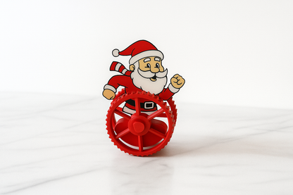 Figuras navideñas rodantes: juego de 4 ruedas festivas (Papá Noel, muñeco de nieve, reno y Grinch)