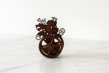 Figuras navideñas rodantes: juego de 4 ruedas festivas (Papá Noel, muñeco de nieve, reno y Grinch)