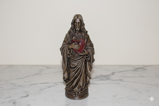 Sacred Heart of Jesus Figurine – Hand-Painted Bronze Finish