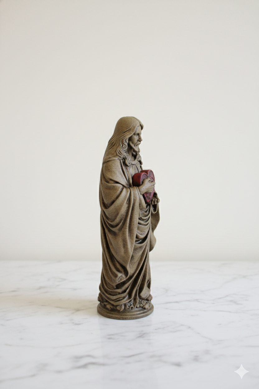 Sacred Heart of Jesus Figurine – Hand-Painted Bronze Finish