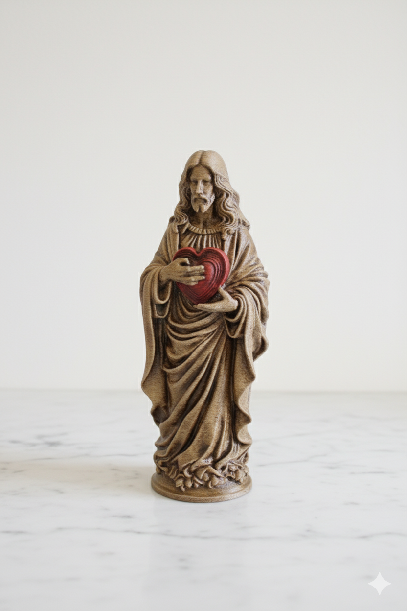 Sacred Heart of Jesus Figurine – Hand-Painted Bronze Finish