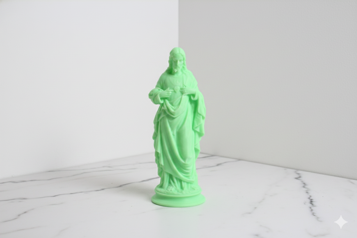 Sacred Heart Statue – Glow-in-the-Dark Green