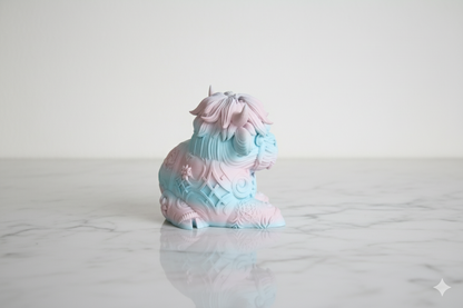 Pastel Cow Figurine – Pink & Blue Decorative Sculpture