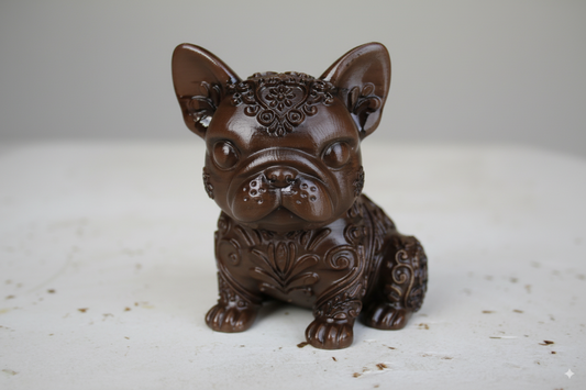 Hand-Painted Dog Figurine with Floral Details – Collectible Decorative Sculpture