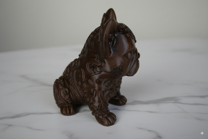 Hand-Painted Dog Figurine with Floral Details – Collectible Decorative Sculpture