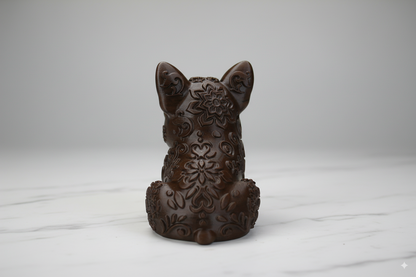 Hand-Painted Dog Figurine with Floral Details – Collectible Decorative Sculpture