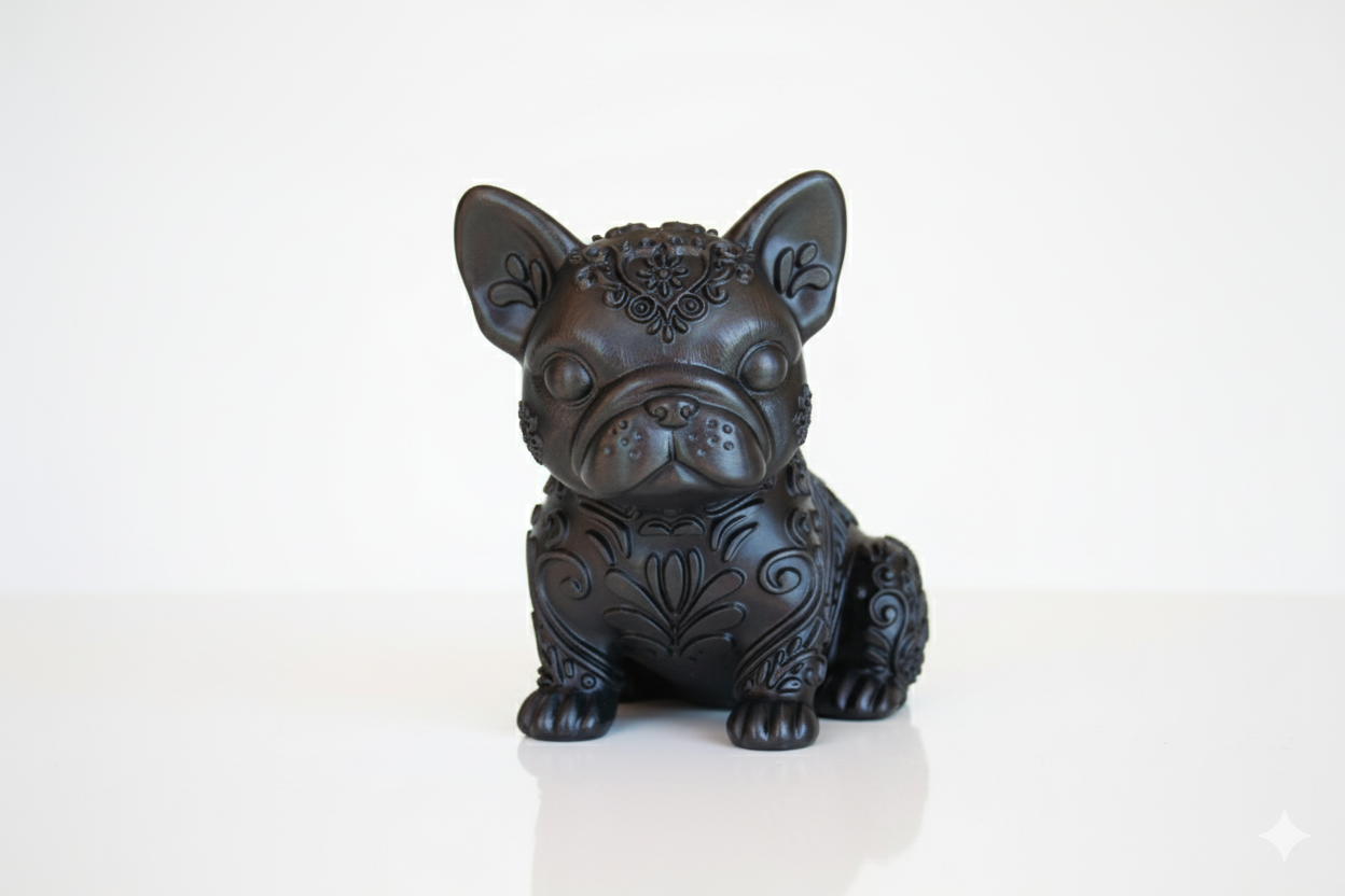 Figura de boxeador francés pintada a mano con detalles florales: escultura decorativa coleccionable