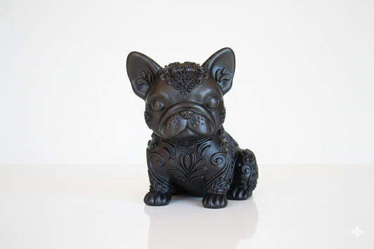 Hand-Painted French Boxer Figurine with Floral Details – Collectible Decorative Sculpture