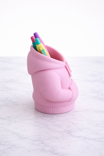 Pink Hoodie Pen Holder – Cute Desk Organizer