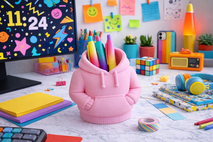 Pink Hoodie Pen Holder – Cute Desk Organizer