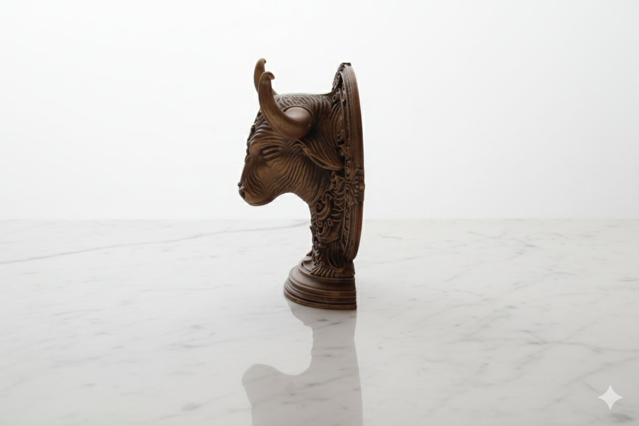 Taurus Zodiac Symbol Sculpture – Bronze Finish / Hand painted