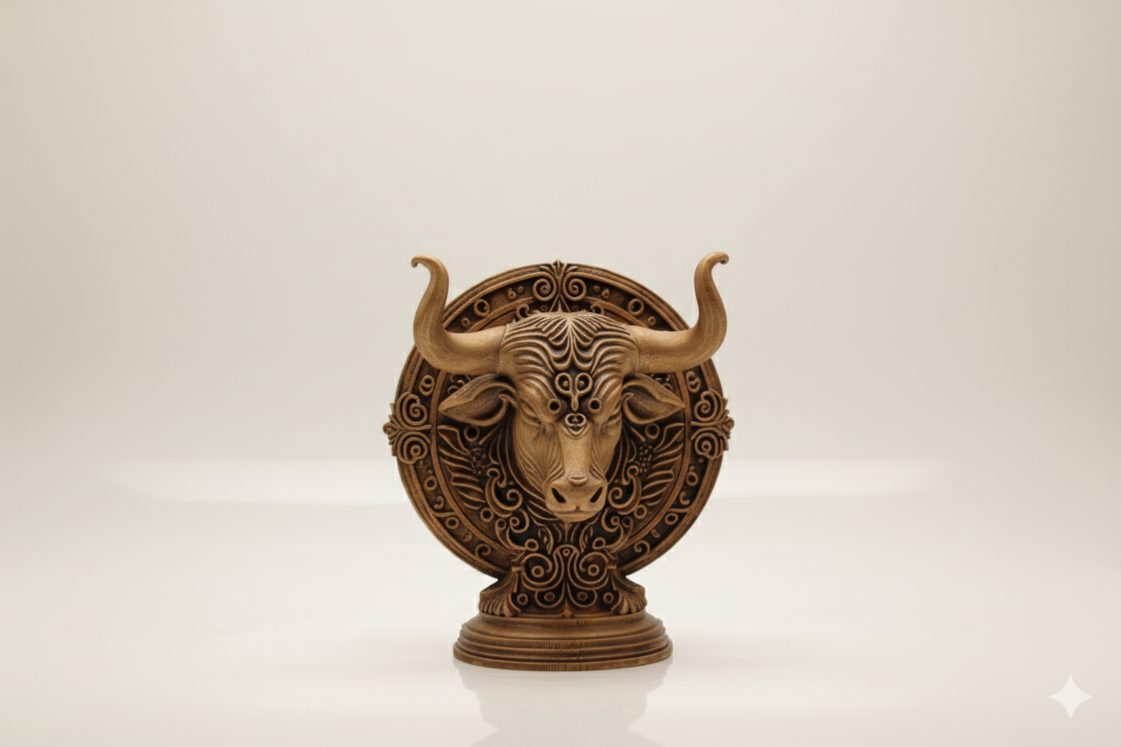 Taurus Zodiac Symbol Sculpture – Bronze Finish / Hand painted