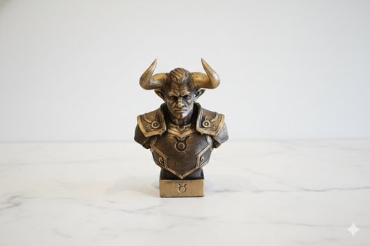 Taurus Zodiac Bust – Hand-Painted Symbolic Sculpture