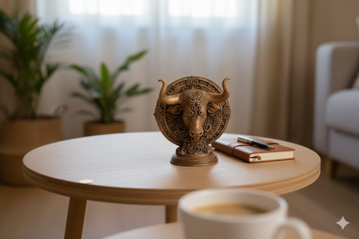 Taurus Zodiac Symbol Sculpture – Bronze Finish / Hand painted