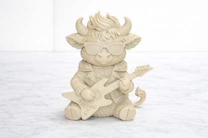 Toro Rockero con Guitarra – Figura para Pintar (12 cm)