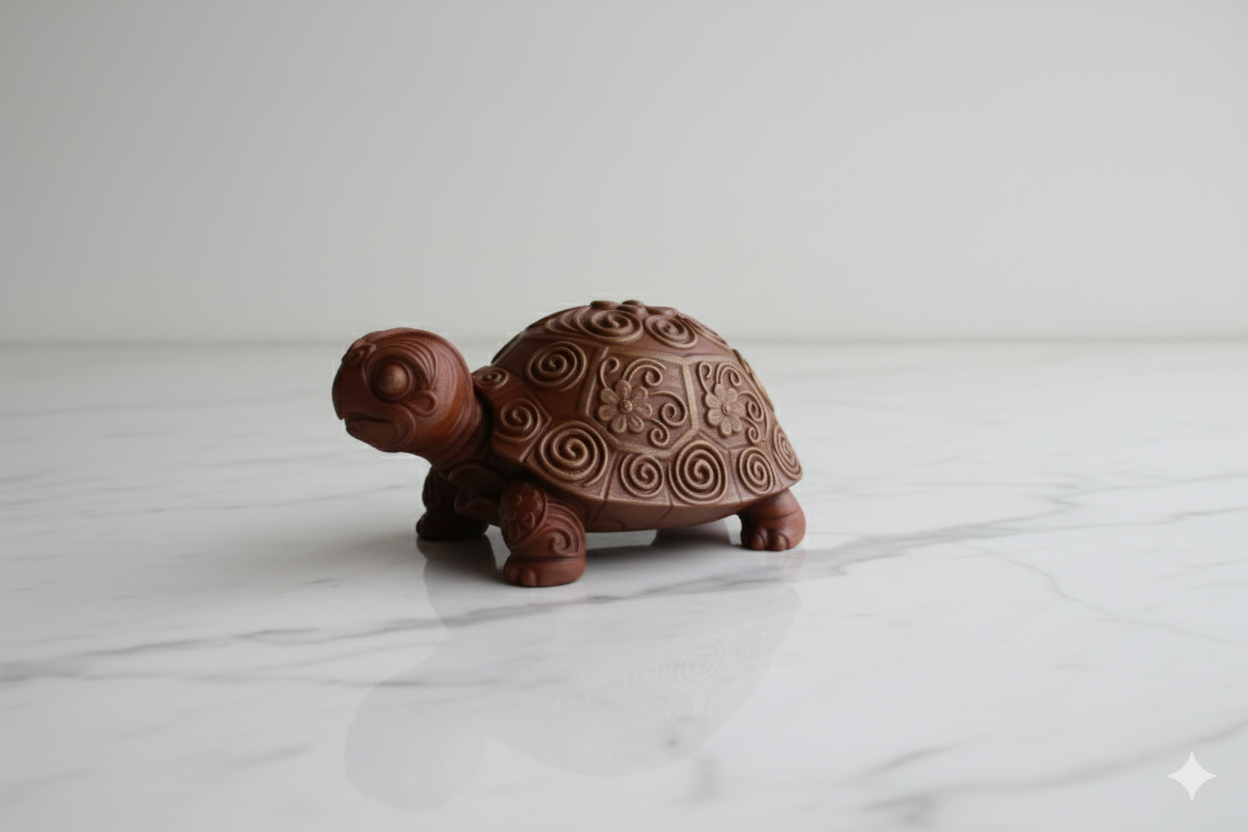 Hand-Painted Golden Brown Turtle Figurine – Decorative Symbol of Longevity and Serenity