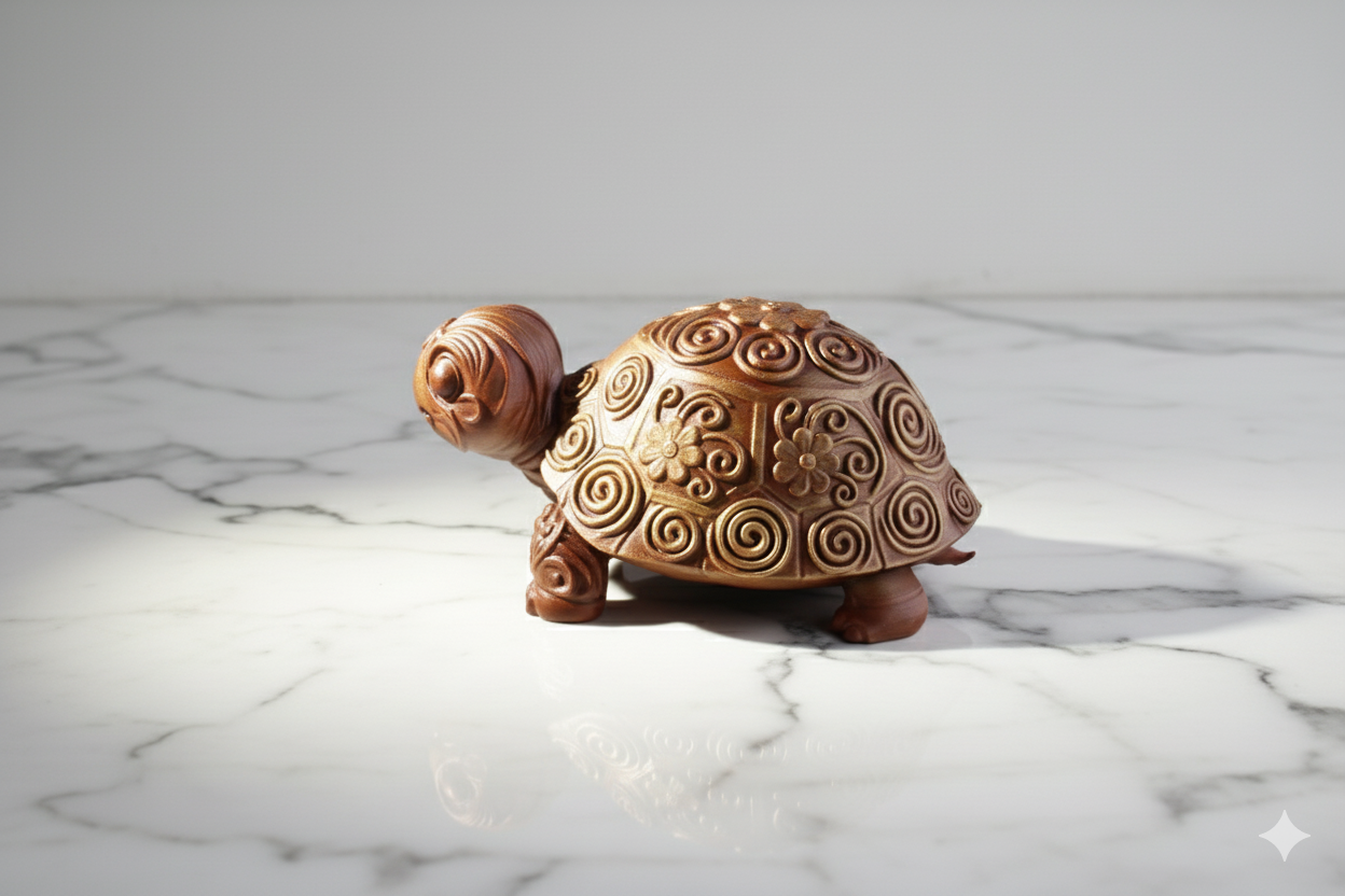 Hand-Painted Golden Brown Turtle Figurine – Decorative Symbol of Longevity and Serenity