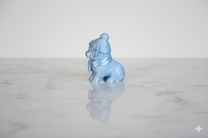 Blue Cow of Abundance with Scarf – Winter Decorative Figurine