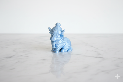 Blue Cow of Abundance with Scarf – Winter Decorative Figurine