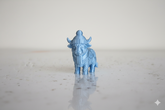 Blue Cow of Abundance with Scarf – Winter Decorative Figurine