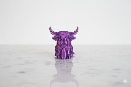 Purple Lucky Cow with Rugby Ball – Mini Figurine for Desk or Gift