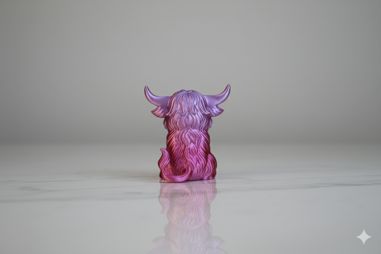 Decorative Cow Figurine – Pink & Purple Finish