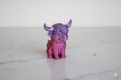 Decorative Cow Figurine – Pink & Purple Finish