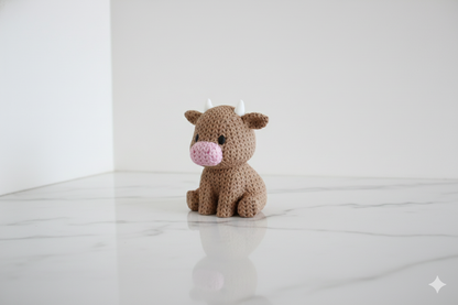 Knitted-Style Cow Figurine – Cute Decorative Farm Animal Sculpture