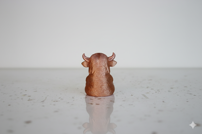 Copper Highland Cow Figurine – Sitting Decorative Animal Sculpture