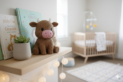 Knitted-Style Cow Figurine – Cute Decorative Farm Animal Sculpture