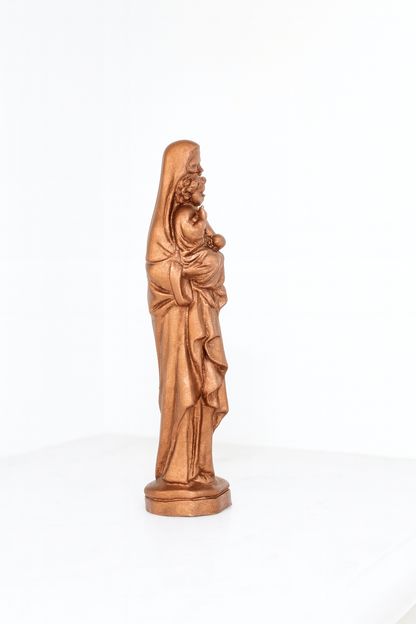 Madonna & Child – Hand-Painted Decorative Figure (Golden, Silver Copper).