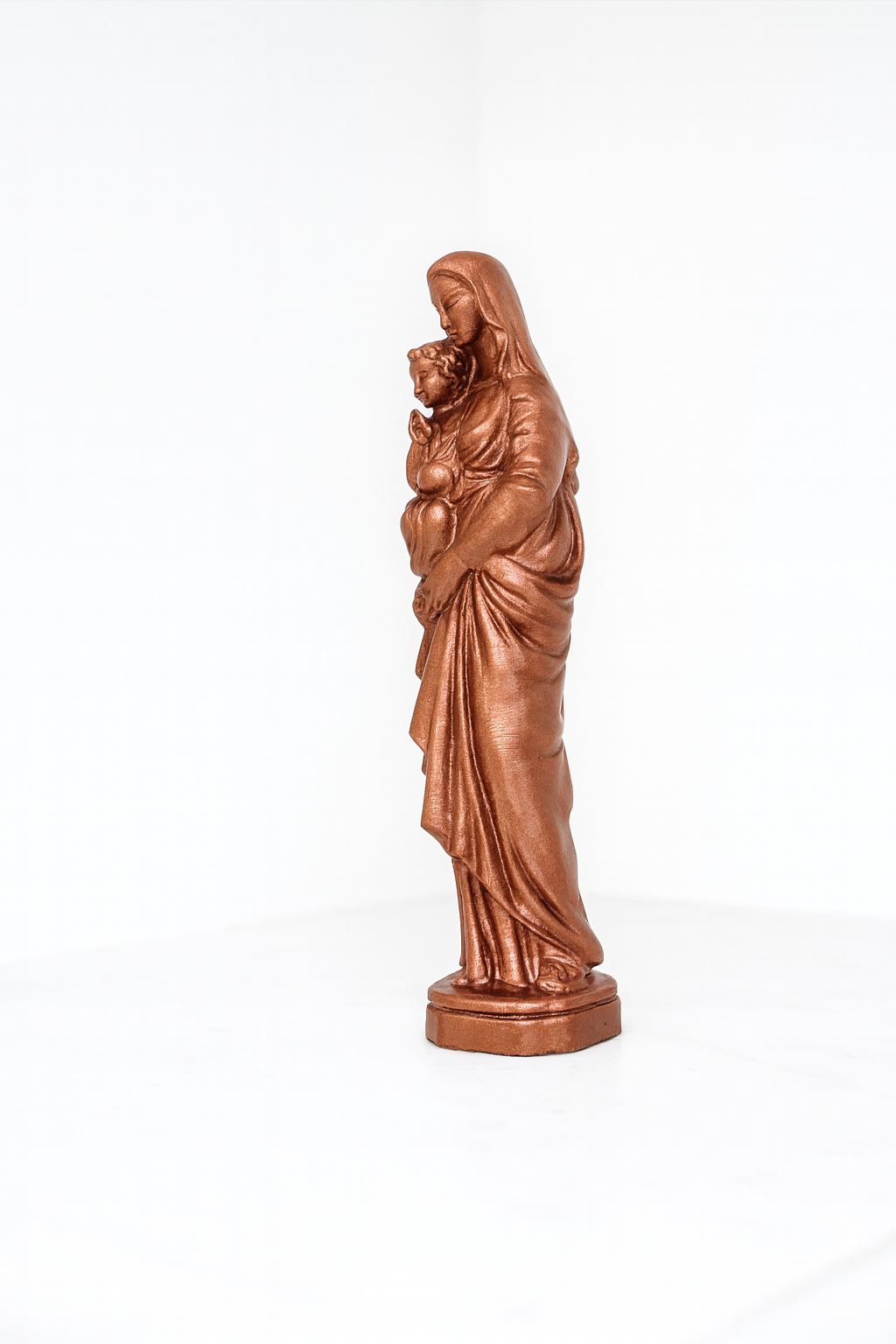 Madonna & Child – Hand-Painted Decorative Figure (Golden, Silver Copper).