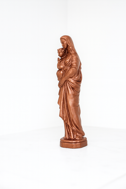 Madonna & Child – Hand-Painted Decorative Figure (Golden, Silver Copper).