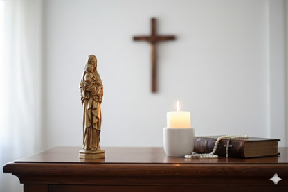 Madonna & Child – Hand-Painted Decorative Figure (Golden, Silver Copper).