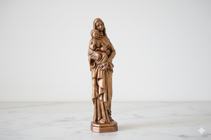 Madonna & Child – Hand-Painted Decorative Figure (Golden, Silver Copper).