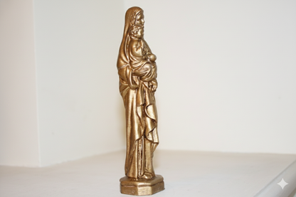 Madonna & Child – Hand-Painted Decorative Figure (Golden, Silver Copper).