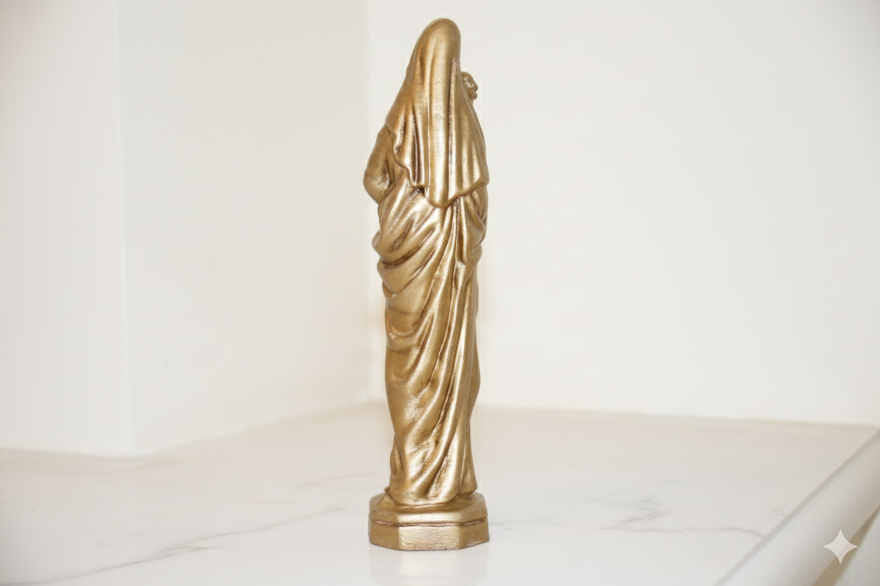 Madonna & Child – Hand-Painted Decorative Figure (Golden, Silver Copper).