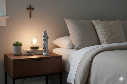 Madonna & Child – Hand-Painted Decorative Figure (Golden, Silver Copper).