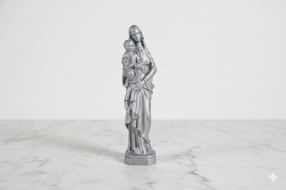 Madonna & Child – Hand-Painted Decorative Figure (Golden, Silver Copper).