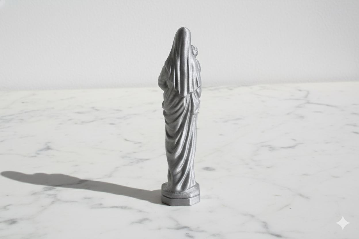 Madonna & Child – Hand-Painted Decorative Figure (Golden, Silver Copper).