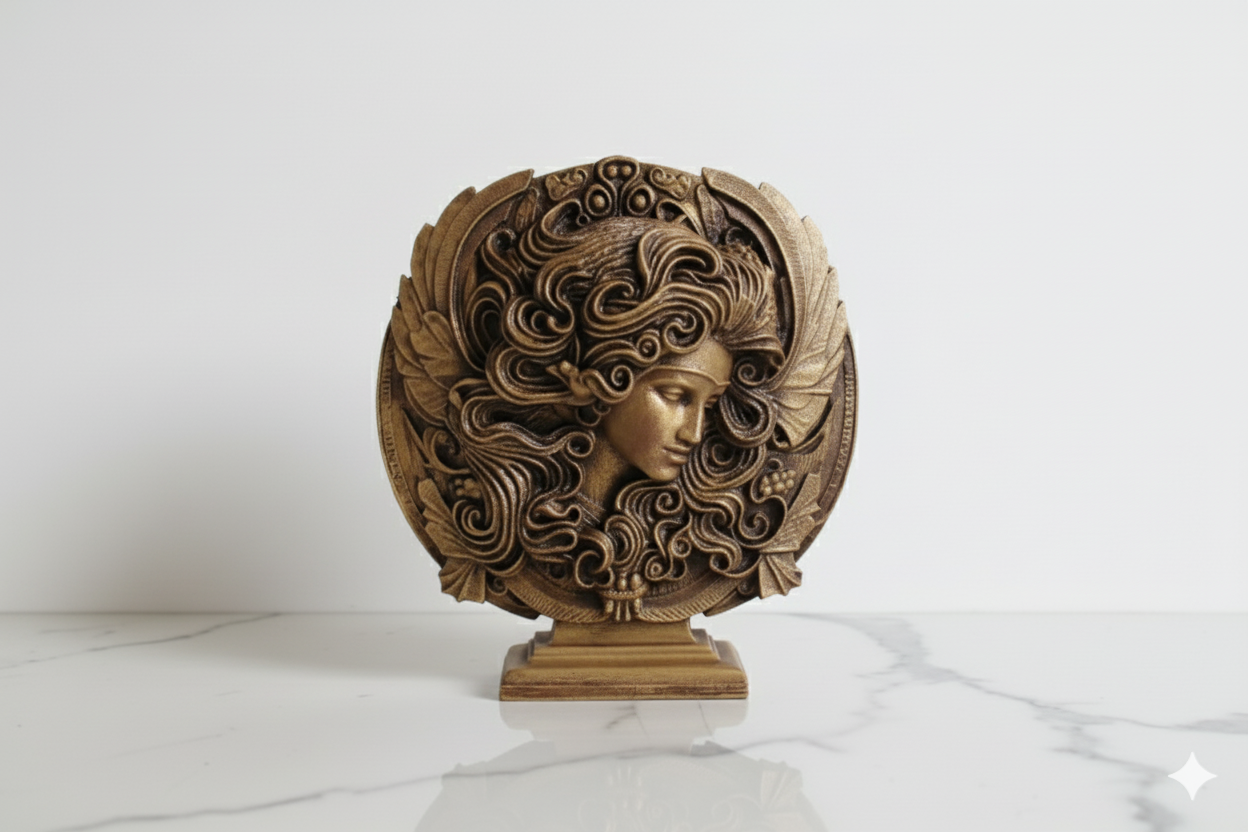 Virgo Zodiac Symbol Sculpture – Bronze Finish ( Hand painted