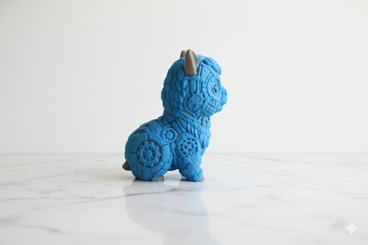 Blue Mechanical Alpaca Figurine – Modern Decorative Sculpture