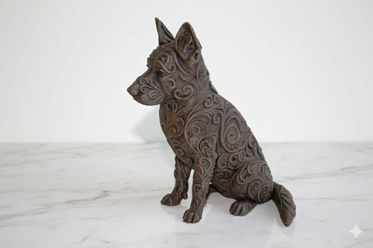 German Shepherd Statue – Hand-Painted Stone Effect Sculpture