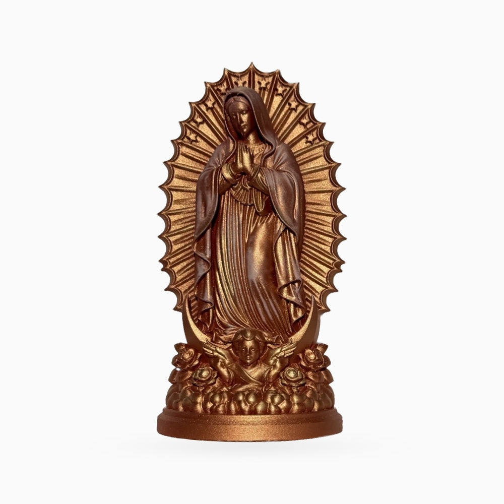 Virgen de Guadalupe · Bronce y dorado · 20 cm